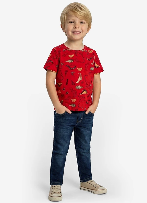Infinita Cor - Camiseta Infantil Masculina Animais Vermelho 3