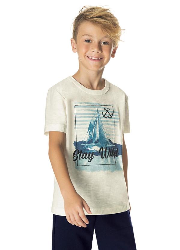 Rovi Kids - Camiseta Infantil Menino Barquinho Bege