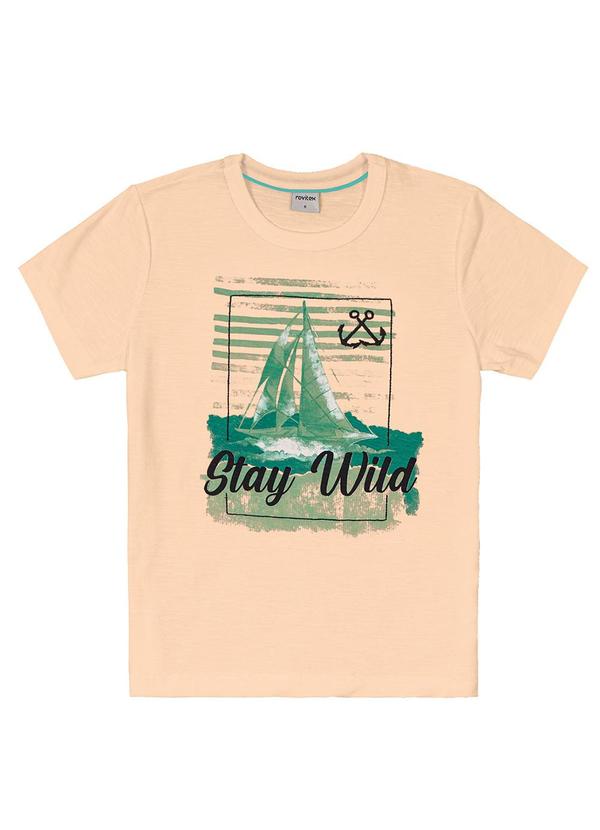 Rovi Kids - Camiseta Infantil Menino Barquinho Bege