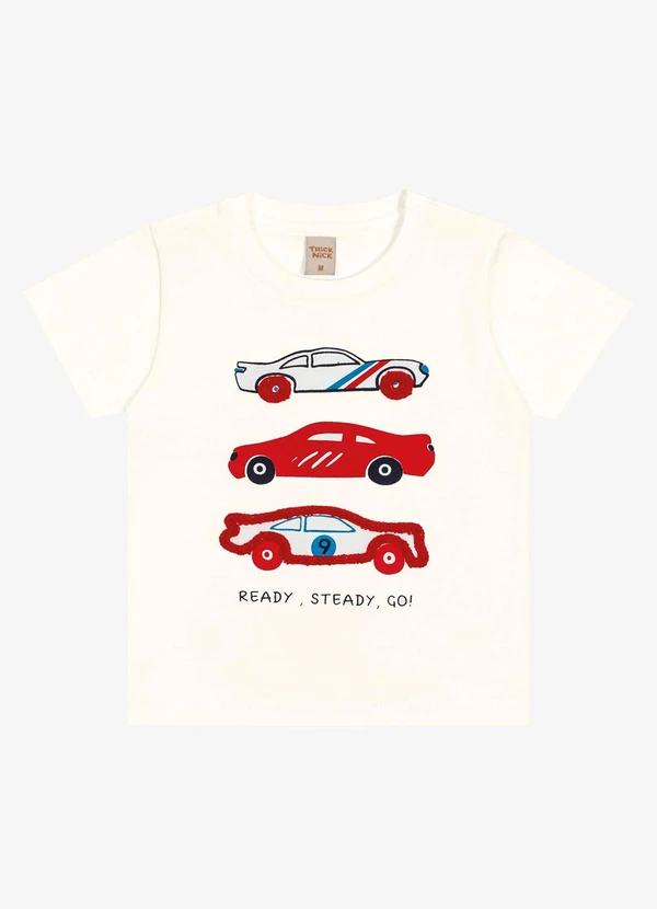 Trick Nick - Camiseta Infantil Masculina Carros Bege