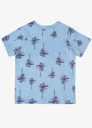 Infinita Cor - Camiseta Infantil Masculina Coqueiros Azul - INFINITA COR