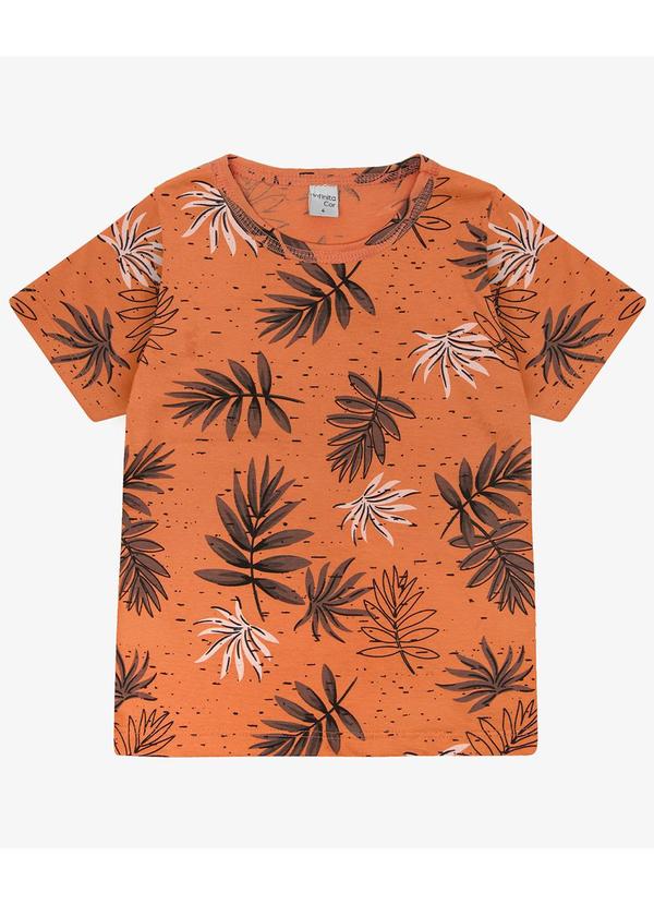 Infinita Cor - Camiseta Infantil Masculina Coqueiros Laranja