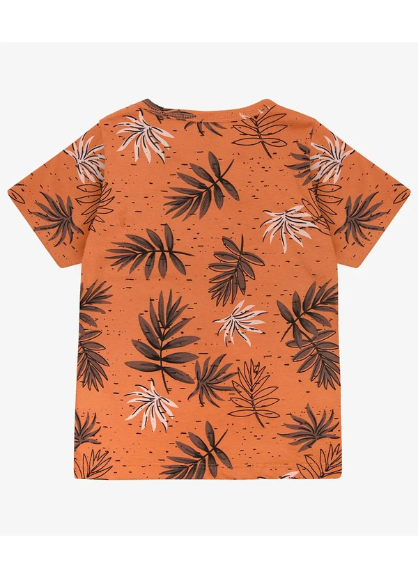 Infinita Cor - Camiseta Infantil Masculina Coqueiros Laranja 2