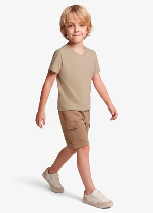 Rovi Kids - Camiseta Infantil Masculina Meia Malha Bege - ROVI KIDS