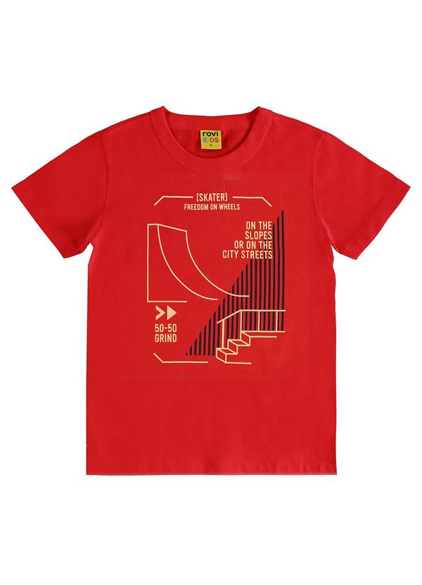 Rovi Kids - Camiseta Infantil Masculina Meia Malha Laranja