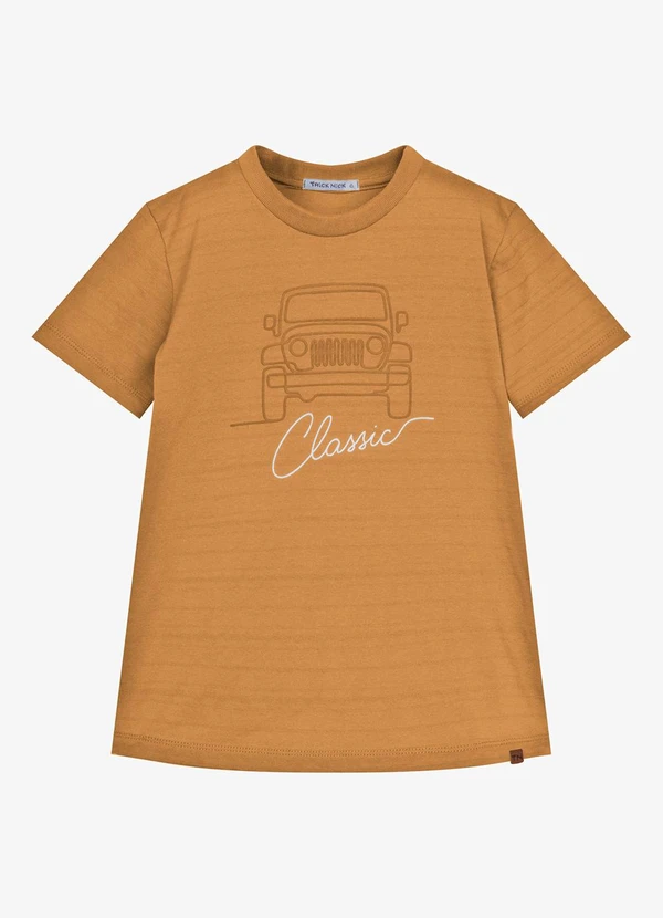 Trick Nick - Camiseta Infantil Masculina Meia Malha Marrom