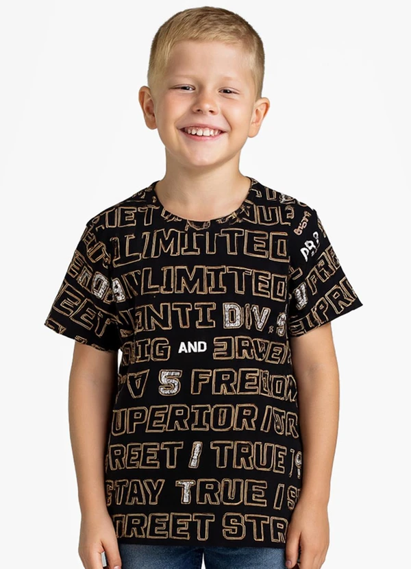 Infinita Cor - Camiseta Infantil Masculina Preto