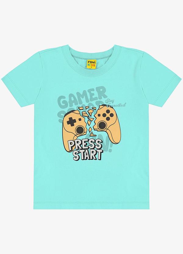 Rovi Kids - Camiseta Infantil Meia Malha Azul