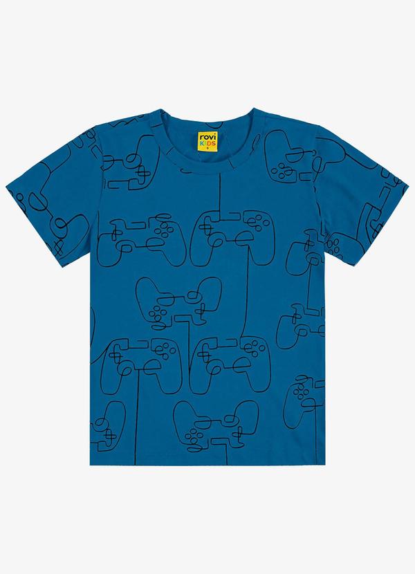 Rovi Kids - Camiseta Infantil Meia Malha Azul