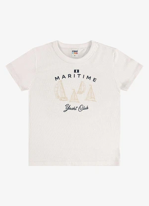 Rovi Kids - Camiseta Infantil Meia Malha com Estampa Bege - ROVI KIDS