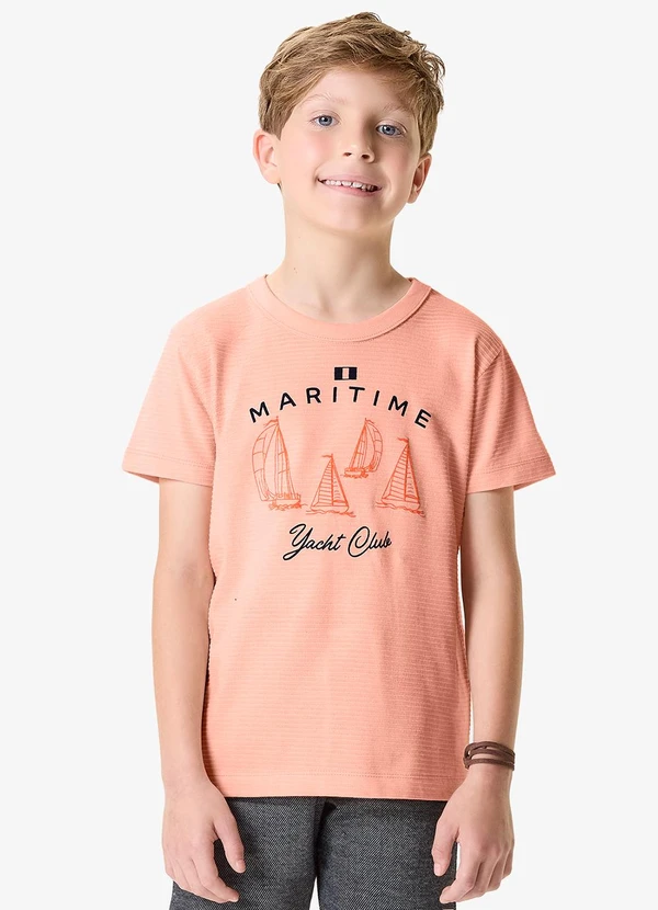 Rovi Kids - Camiseta Infantil Meia Malha com Estampa Rosa