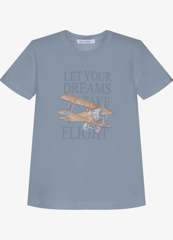 Trick Nick - Camiseta Infantil Meia Malha e Estampa Azul