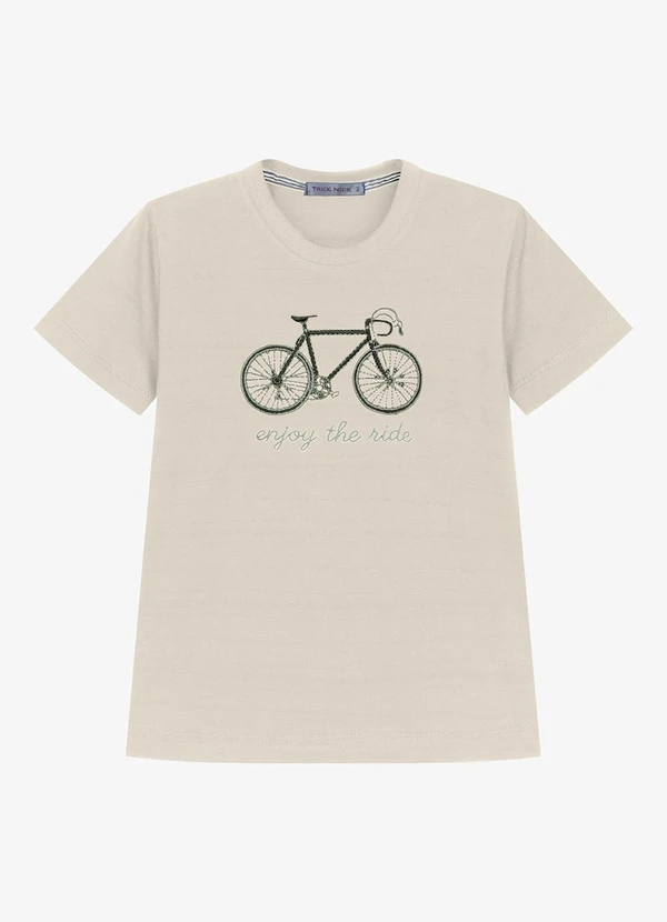 Trick Nick - Camiseta Infantil Meia Malha Estampa Bege