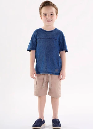 Up Baby - Camiseta Infantil Meia Malha Índigo Azul - UP BABY