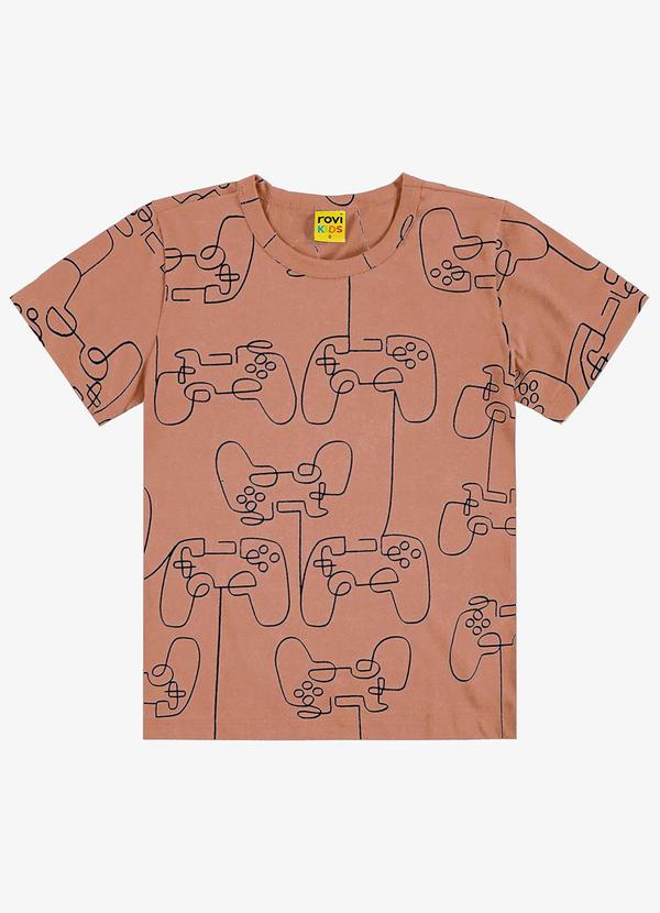 Rovi Kids - Camiseta Infantil Meia Malha Marrom