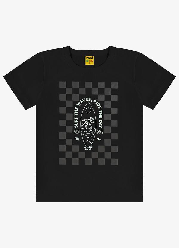 Rovi Kids - Camiseta Infantil Meia Malha Preto