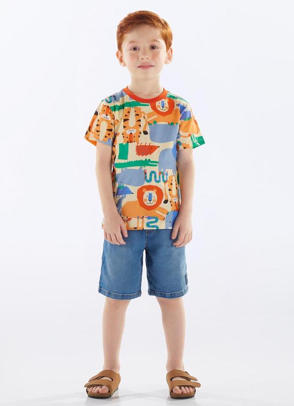 Up Baby - Camiseta Infantil Menino Algodão Bege 2