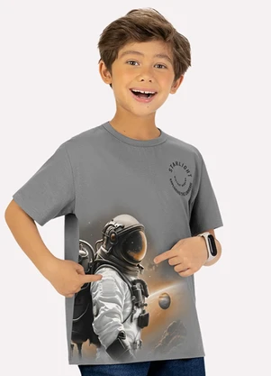Kyly - Camiseta Infantil Menino Astronauta Cinza - KYLY