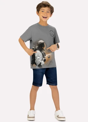 Kyly - Camiseta Infantil Menino Astronauta Cinza - KYLY