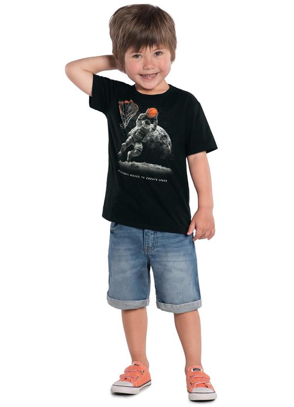 Kyly - Camiseta Infantil Menino Astronauta Kyly Preto