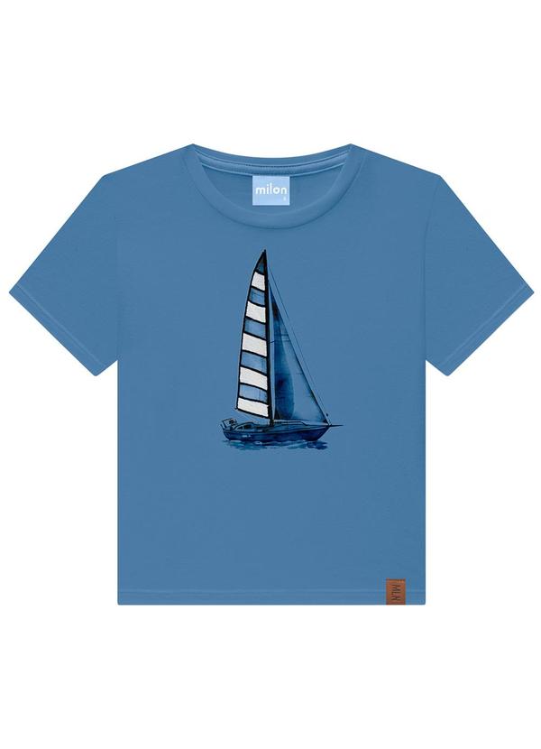 Milon - Camiseta Infantil Menino Barco Azul