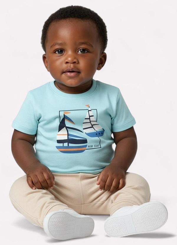 Kyly - Camiseta Infantil Menino Barco Verde 1