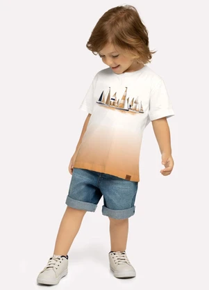 Milon - Camiseta Infantil Menino Barcos Off White - MILON