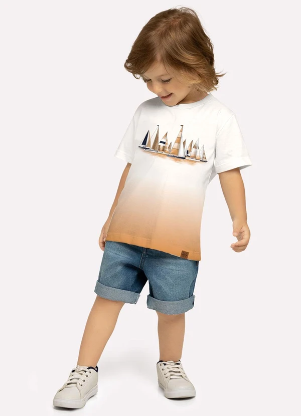 Milon - Camiseta Infantil Menino Barcos Off White 2