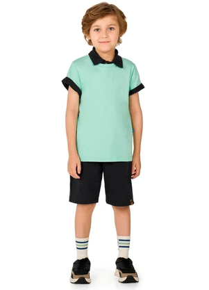 Marlan - Camiseta Infantil Menino Básica Meia Malha Verde - MARLAN