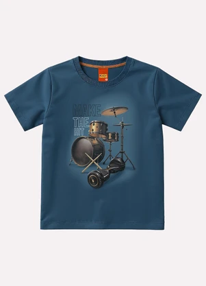 Kyly - Camiseta Infantil Menino Bateria Azul - KYLY