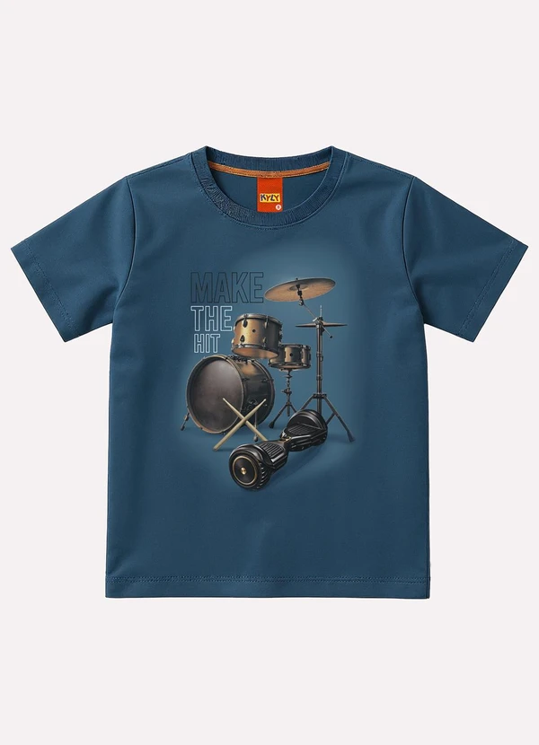 Kyly - Camiseta Infantil Menino Bateria Azul