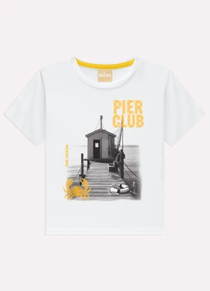 Milon - Camiseta Infantil Menino Bordado Branco - MILON