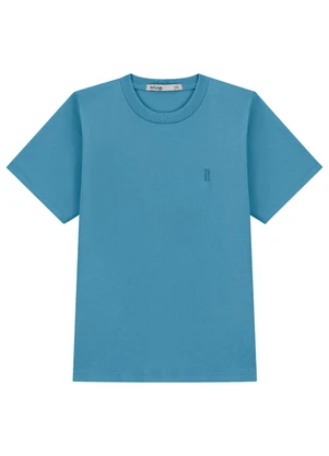 Ioluig - Camiseta Infantil Menino Bordado em Algodão Azul - IOLUIG