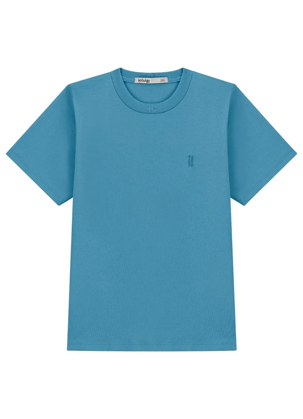 Ioluig - Camiseta Infantil Menino Bordado em Algodão Azul