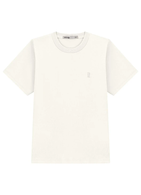 Ioluig - Camiseta Infantil Menino Bordado em Algodão Bege