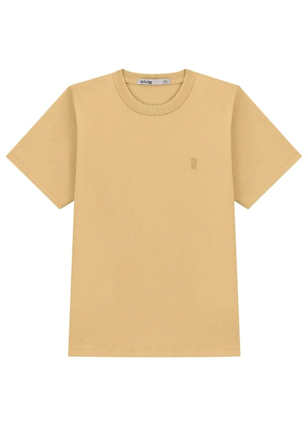 Ioluig - Camiseta Infantil Menino Bordado em Algodão Bege