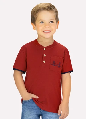 Milon - Camiseta Infantil Menino Bordado Vermelho - MILON