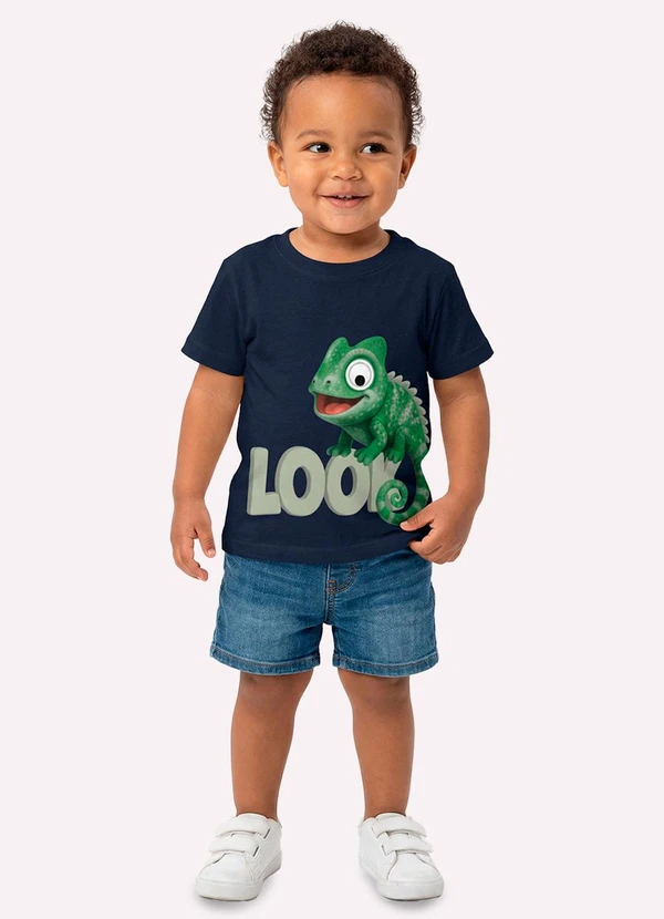 Kyly - Camiseta Infantil Menino Camaleão Azul