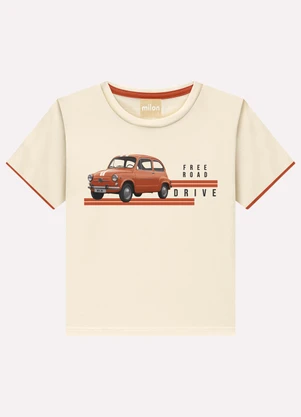 Milon - Camiseta Infantil Menino Carro Bege - MILON