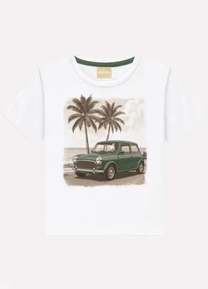 Milon - Camiseta Infantil Menino Carro Branco - MILON