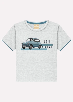 Milon - Camiseta Infantil Menino Carro Cinza - MILON