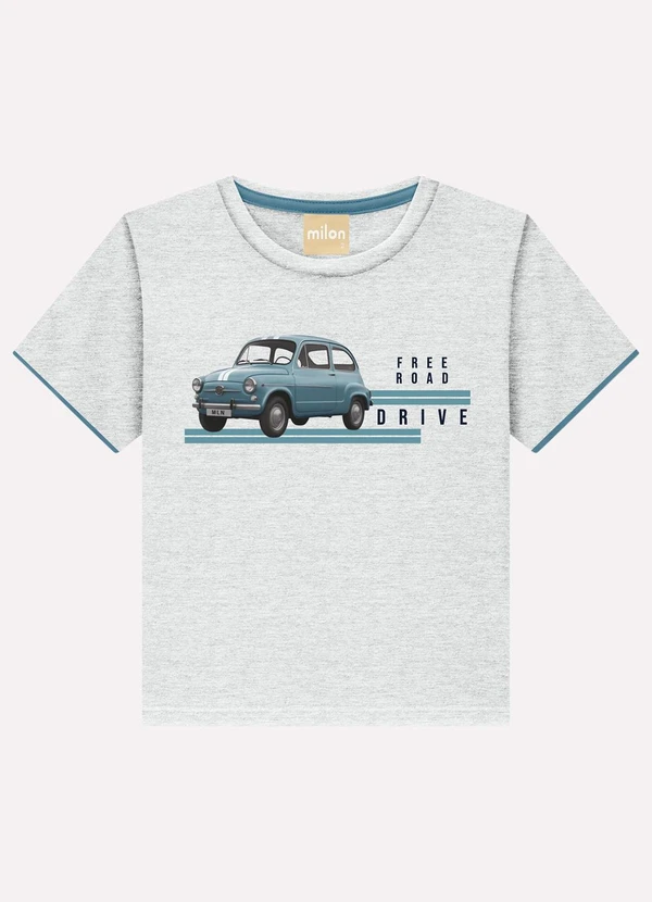 Milon - Camiseta Infantil Menino Carro Cinza