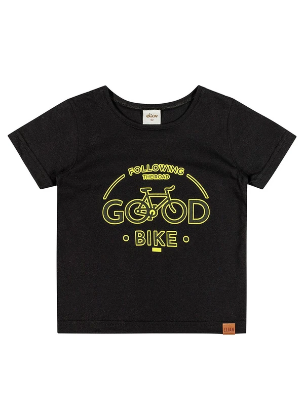 Elian - Camiseta Infantil Menino Casual Elian Preto