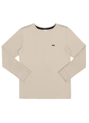 Alakazoo - Camiseta Infantil Menino com Manga Longa Bege - ALAKAZOO