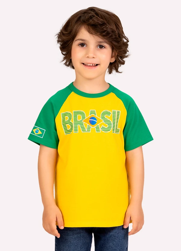 Kyly - Camiseta Infantil Menino Copa do Mundo Amarelo
