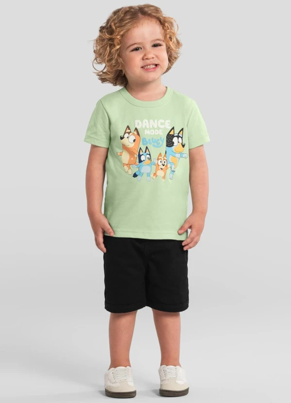 Brandili - Camiseta Infantil Menino da Bluey em Puff Verde 2