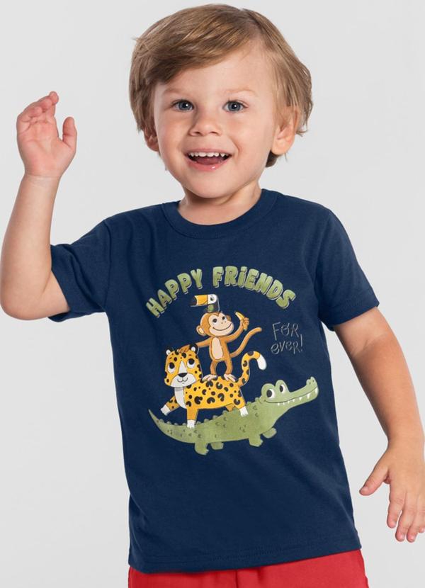 Brandili - Camiseta Infantil Menino de Animais Azul