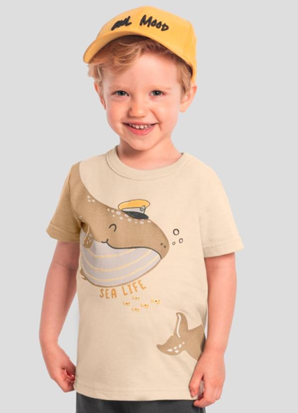 Brandili - Camiseta Infantil Menino de Baleia Bege