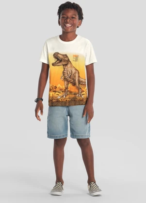 Brandili - Camiseta Infantil Menino de Dinossauro Bege - BRANDILI