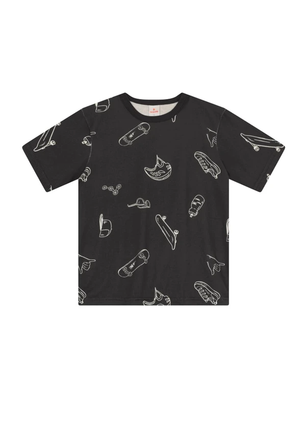 Brandili - Camiseta Infantil Menino de Dinossauro Cinza